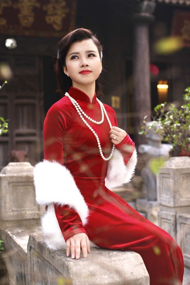 Áo dài nhung cao cấp